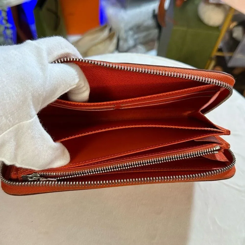 LOUIS VUITTON Long Wallet Epi Zippy Orange Women's Men's Leather